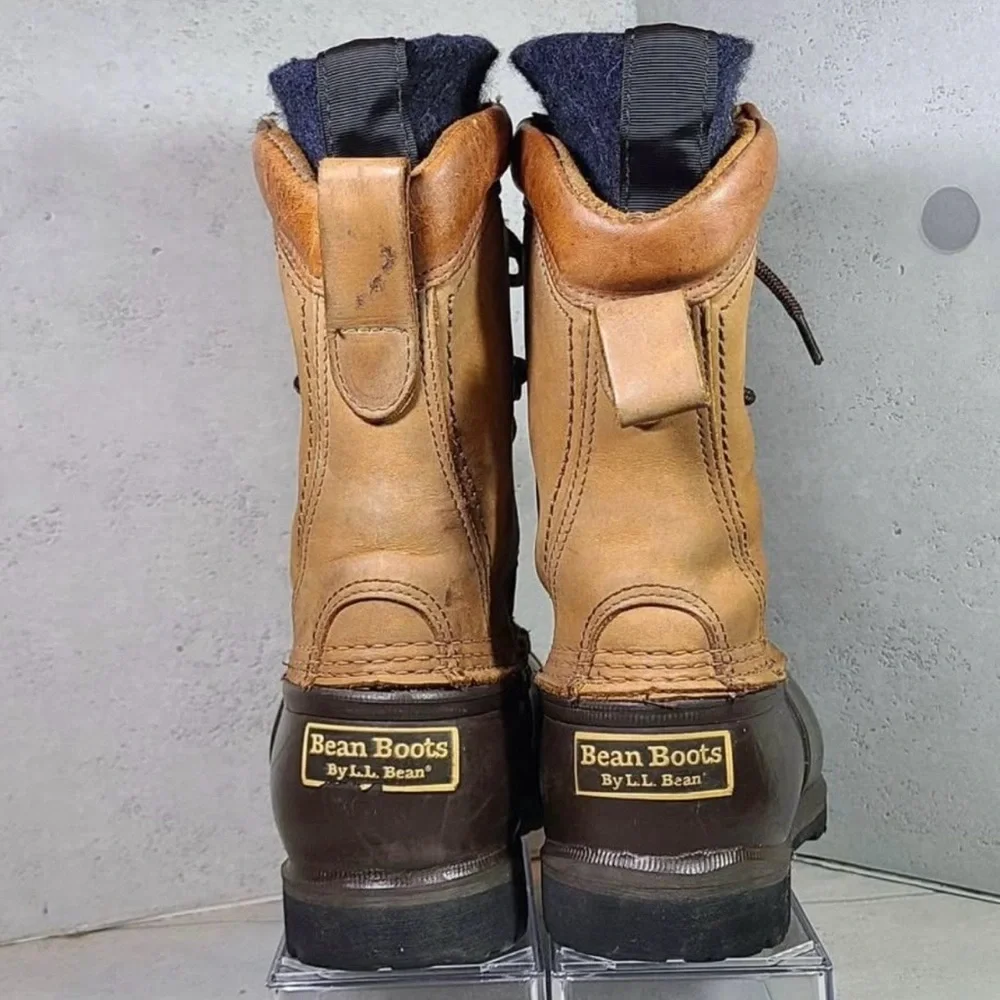 L.L.Been Sz 7 Men's/Women’s 8 Brown Leather Boots Duck Liner Hunting Winter
